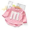 Cotton Baby Girl T-shirt Long Sleeved Spring Autumn Cartoon Letters M Kids Tops Boys Clothes Toddlers Tees 5