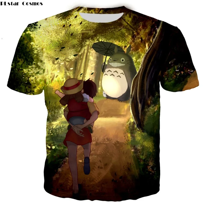 

PLstar Cosmos New Classic Anime Totoro Print 3d T shirt Women/Men Short Sleeve Totoro t-shirt Hayao Miyazaki cartoon Tops
