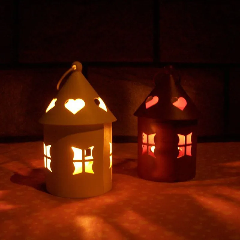 

Retro House Style Windproof Metal Candlestick Craft Home Decorative Tea Light Holder House shape Candelabrum