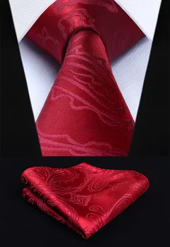 

TP938U8S Burgundy Paisley 3.4" Silk Woven Men Tie Necktie Handkerchief Set