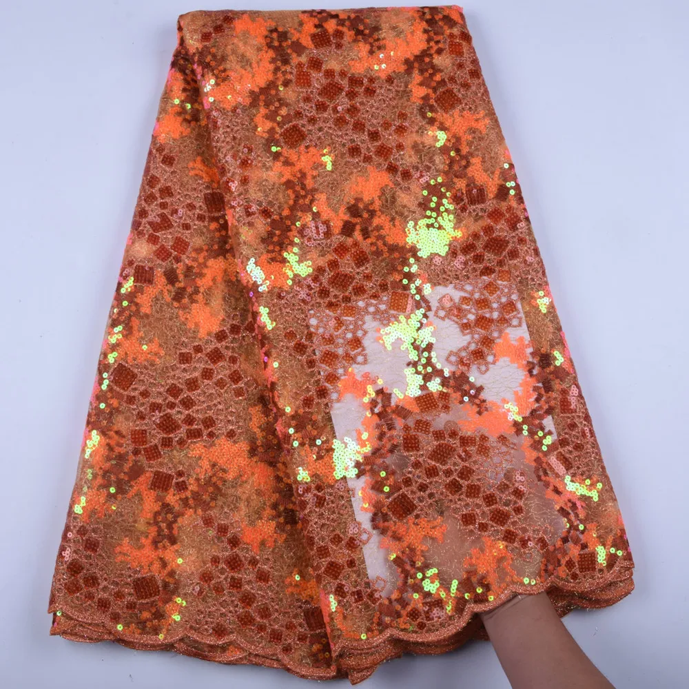 

High Quality African Dry Lace Fabric New Style French Mesh Lace Fabirc Embroidered With Sequin Nigerian Lace Fabric For SewF1592