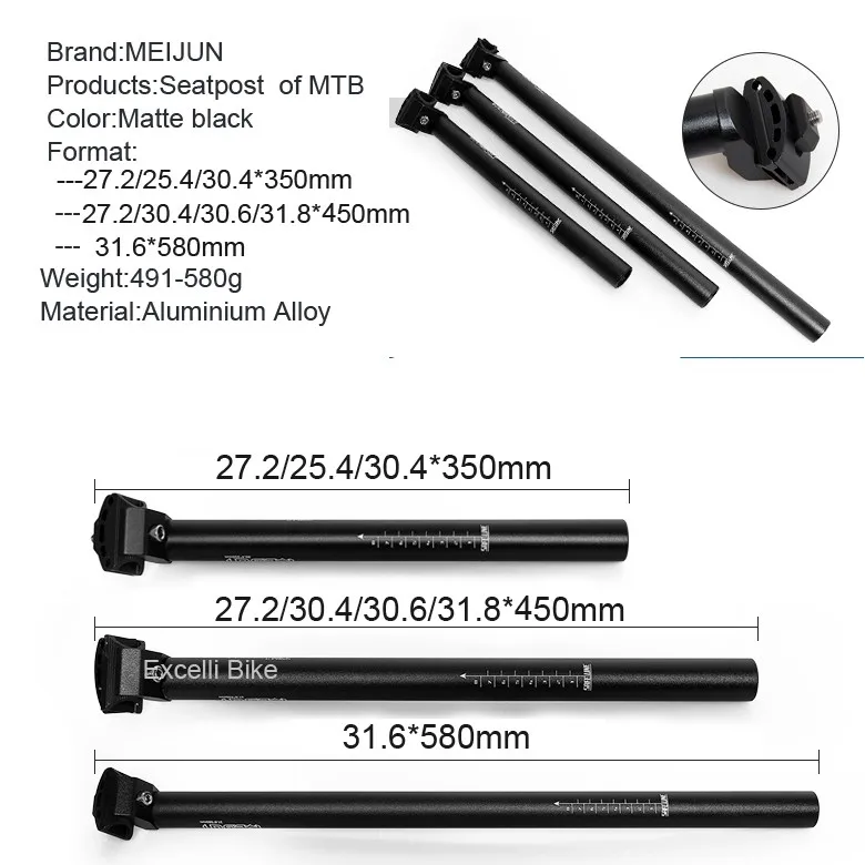 Suspension Seatpost Aluminum Alley more long 580mm 480mm Silve More Lighter Bike Seatpost 0111