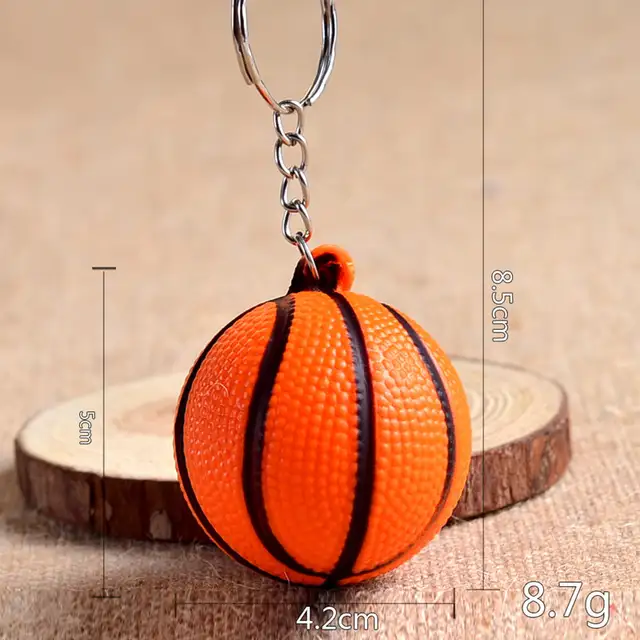 10 Pcs 3d Rotary Rubber Golf Ball Metal Keychain Football Pingpong
