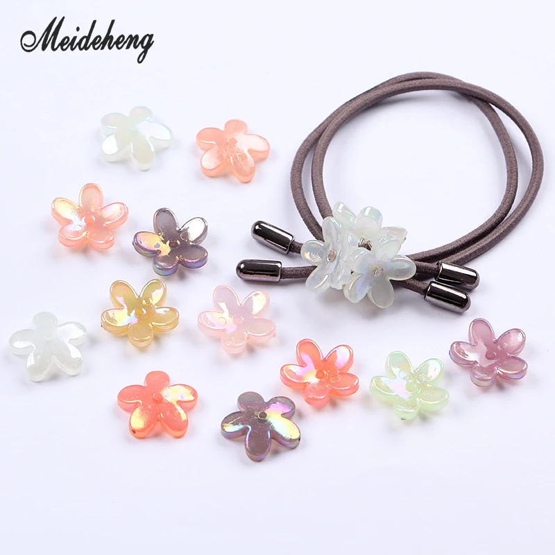 

Acrylic Translucent Jelly Beads Colorful Five Petals Plating Flower Beads Accessories for Jewelry DIY Handmade Hair Ornament
