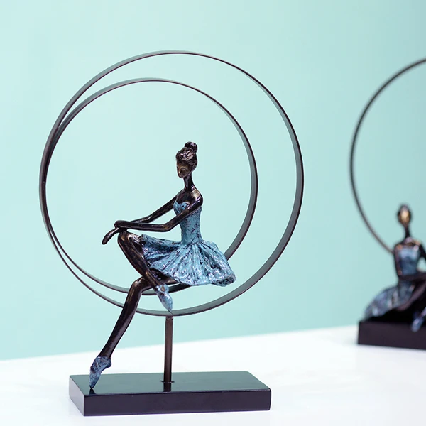 Abstract Ballet Girl Sculpture Handmade Wrought Iron and Resin