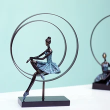 Abstract Ballet Girl Sculpture Handmade Wrought Iron and Resin Ballerina Statuette Decoration Souvenir Gift Ornament Craftworks