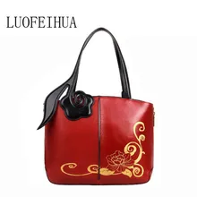 LUOFEIHUA новая сумка из кожи в этническом стиле Женская модная тисненая ручная сумка женская брендовая сумочка