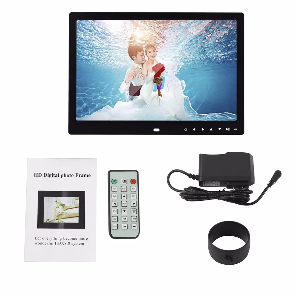 

LED Digital Photo Frame 12 Inches 1280*800 High Resolution Electronic Frame Front Touch Buttons Pictures Music Video Playing
