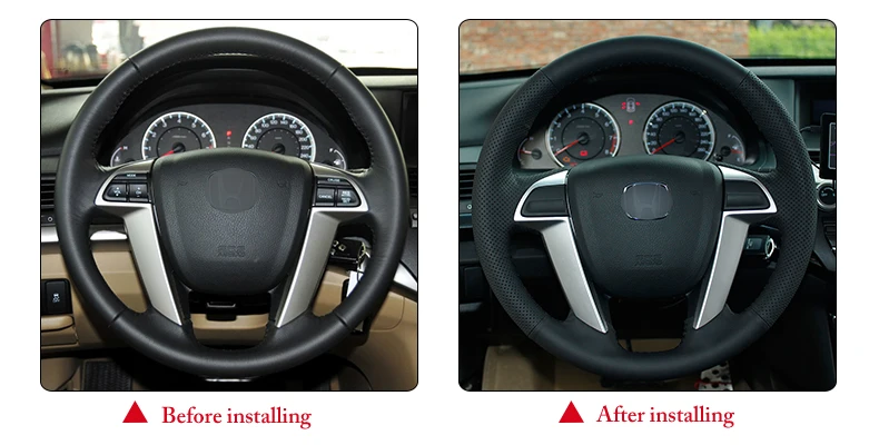 Черные кожаные чехлы на рулевое колесо для Honda Accord 8 2008-2013 Odyssey 2011- Pilot 2012- Крышка Рулевого Колеса