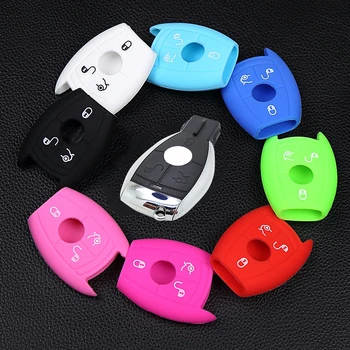 

3 Buttons Silicone Case Cover Shell Fob Key for Mercedes benz W203 CLK w211 e200 AMG C180 C E S Class Remote Key Protector Case