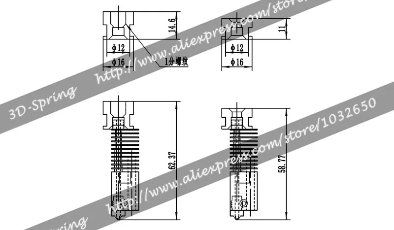 B3 Hotend дистанционный длинный/короткий экструдер сопло комплект из нержавеющей стали для 3D-принтера 1,75 мм нить печатающая головка