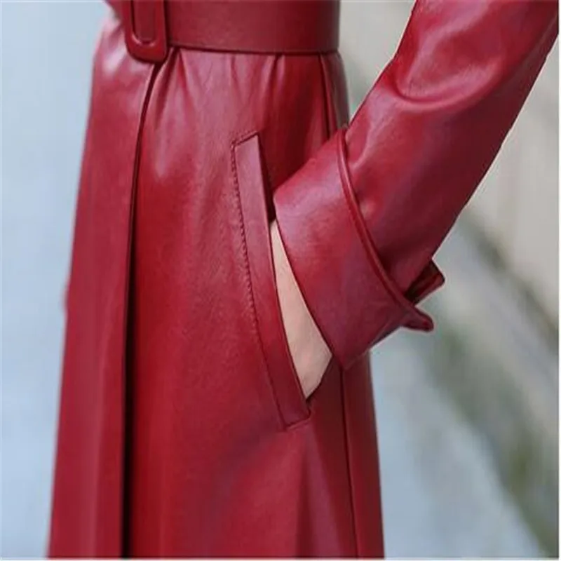 Весенне-осеннее корейское Женское пальто средней длинны из искусственной кожи, куртка выставочное платье для стройных зимнее кожаное пальто AS143 JQNZHNL