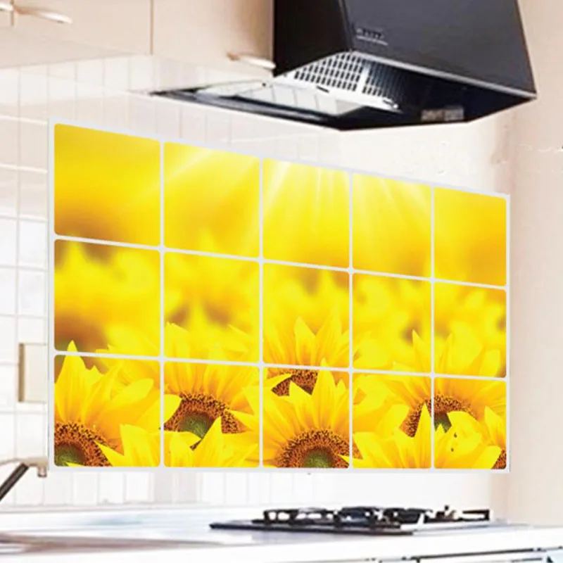 Kitchen Oil-Proof Wall Sticker Sunflower Waterproof Poster Mural Home Decor Wallpaper Prevent High Temperatures Wall Art Decal Kitchen Oil-Proof Wall Sticker Sunflower Waterproof Poster Mural Home Decor Wallpaper Prevent High Temperatures Wall Art Decal