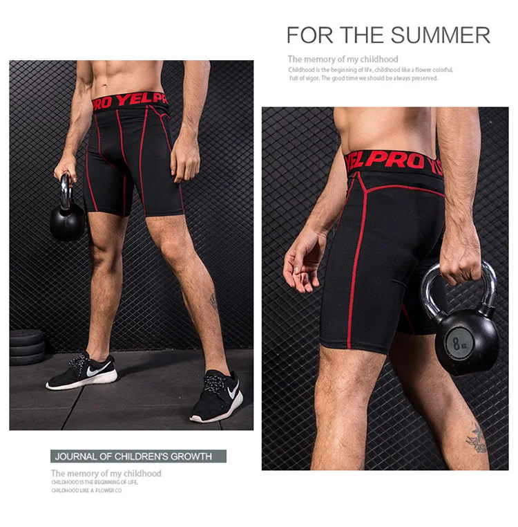 1054 Men Boys High Elasticity Yoga Athletic Running Sports Gym Compression Tights Sweat Wicking Quick Dry Shorts EU XS~XXL -