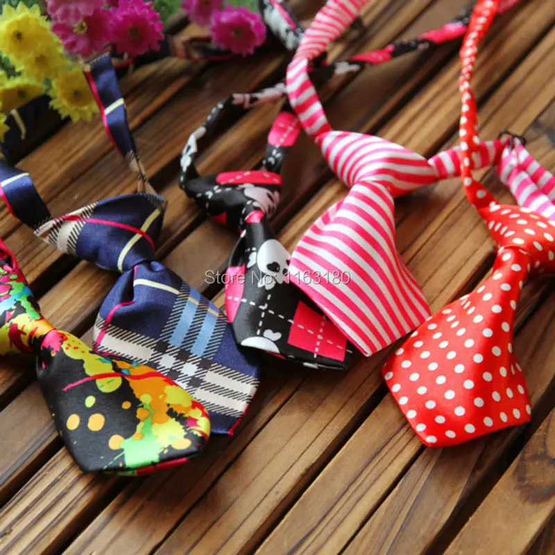 

24pcs/lot Colorful Cute Print Adjustable Pet Decorative Collars Dog Tie Pet Bow Tie Polyester Cat Grooming Necktie