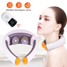 Electric Pulse Neck Massager Far Infrared electric heating acupuncture physiotherapy massage Health Care Pain Relief for neck health care smart rechargeable usb infrared heating neck massager electric relax cervical treatment acupuncture stimulator