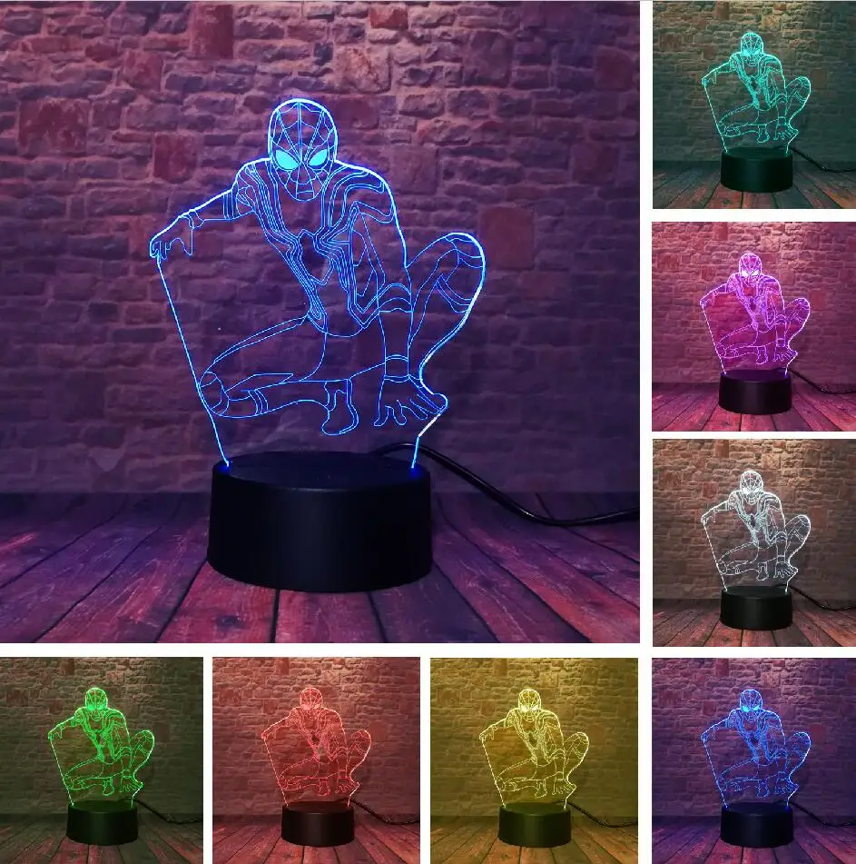 Style 6 Amroe Marvel супер герой Человек-паук легенды USB Сенсорная база 7 цветов Изменение спальни декоративное ночное освещение ребенок дети Человек Рождественский подарок - Испускаемый цвет: Style 6
