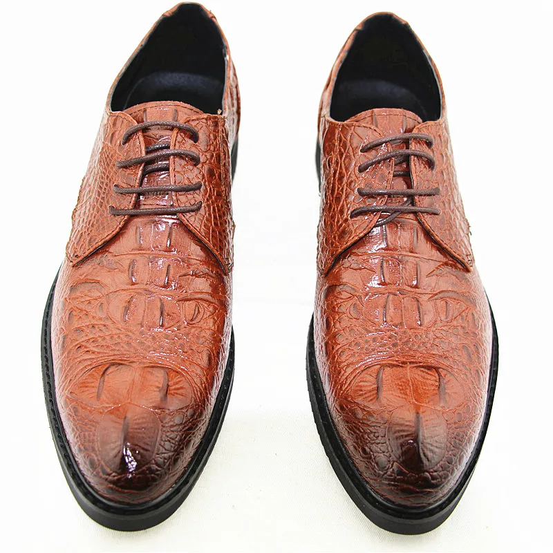 Movechain Fashion Men's Crocodile Grain Leather Lace-Up Dress Shoes Man Business Oxfords Mens Casual Wedding Driving Flats Movechain Fashion Men's Crocodile Grain Leather Lace-Up Dress Shoes Man Business Oxfords Mens Casual Wedding Driving Flats