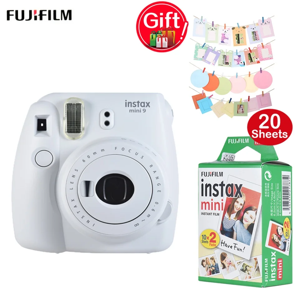 Fujifilm Instax Mini 9 камера+ 20 листов мини 8 9 мгновенная пленка+ 32 шт. аксессуары для Камеры Красочная фотография настенная рамка - Цвет: White