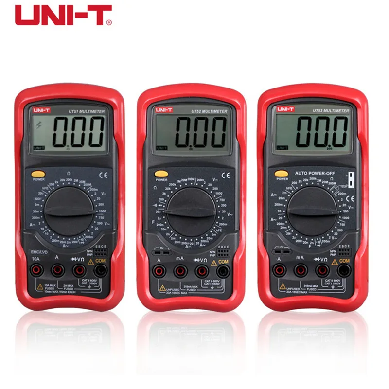 

UNI-T Digital Multimeter UT51 UT52 UT53 UT54 UT55 UT56 Voltmeter Ammeter Ohmmeter Electrical Meter with LCD Display Multimeter