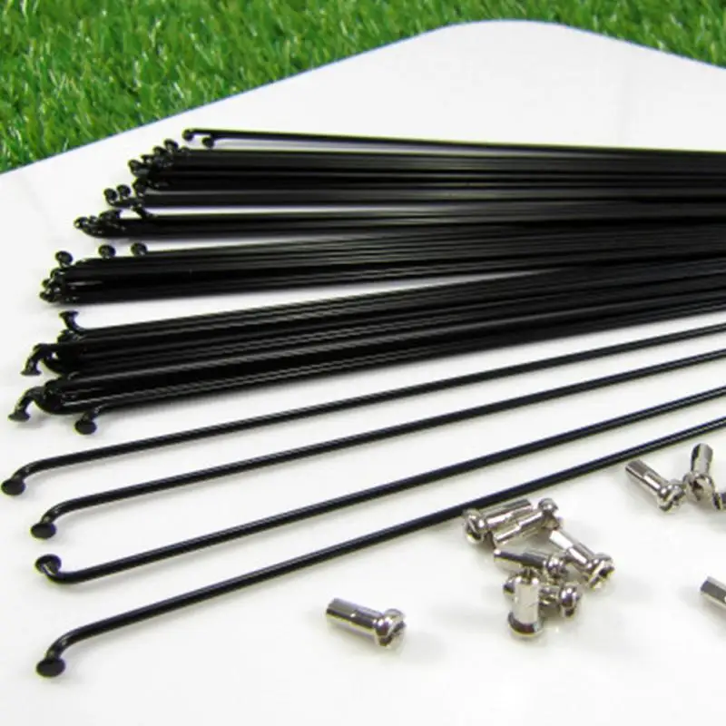 

10Pcs Mountain Road Bike Steel 14g Spokes Black High Strength Bicycle Spokes 12mm Nipples 170-286mm for Mountain Bike