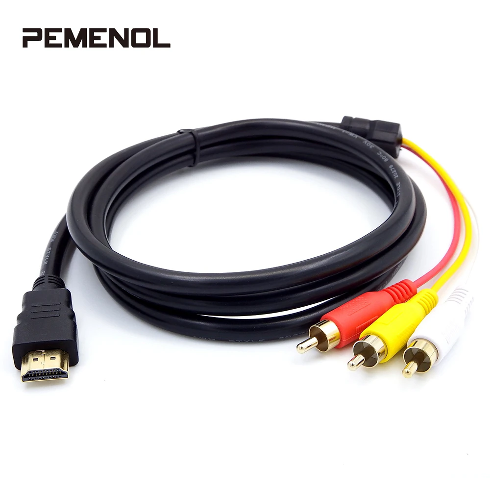 

HDMI to RCA Cable HDMI Male to 3RCA AV Composite Male M/M Connector Adapter Cable Cord Transmitter drop shipping Adapter Cables