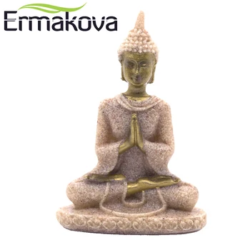 

ERMAKOVA 8cm(3.1")Tall Mini Thailand Buddha Statue Fengshui Sculpture Natural Sandstone Buddha Figurine Home Office Decoration