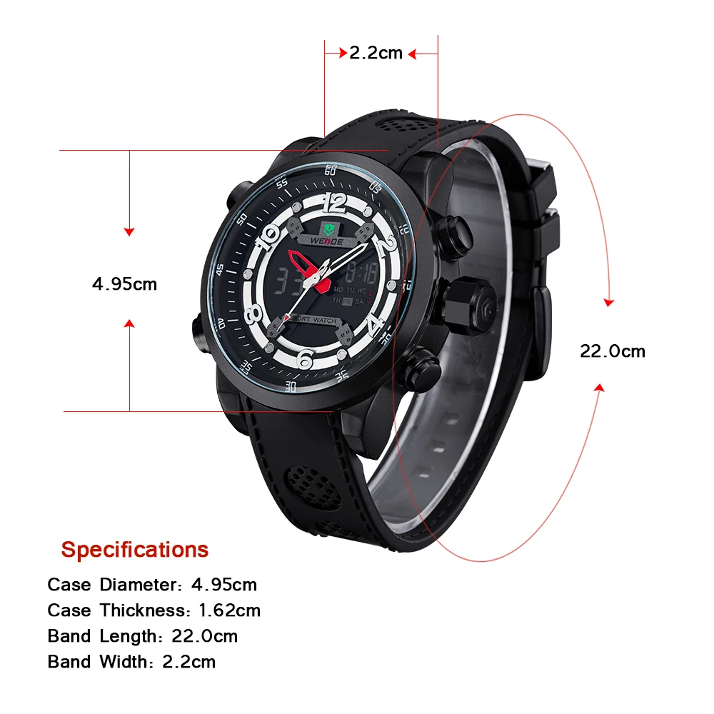 Weide quartz sports wrist watch casual genuine watches waterproof  silicone date digital led clock digital role luxury watch men