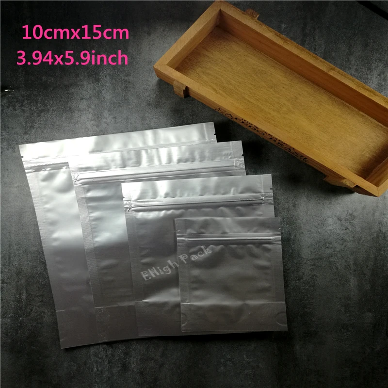 10*15cm(3.94*5.9inch) Sliver color tear notch Metallic Mylar zip lock aluminum foil stand up ziplock packaging bag | Дом и сад