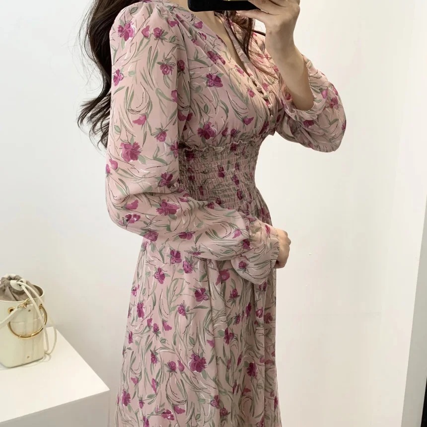 Платье с цветочным принтом для женщин из шифона рисунком Vestidos Vestido пляжное