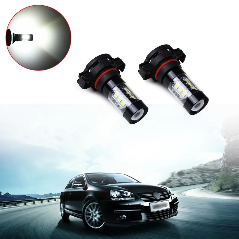 JXLCLYL 2pcs White H16 5250 5201 PSX24W 80W 16LED Car Fog Light DRL Lamp Bulb