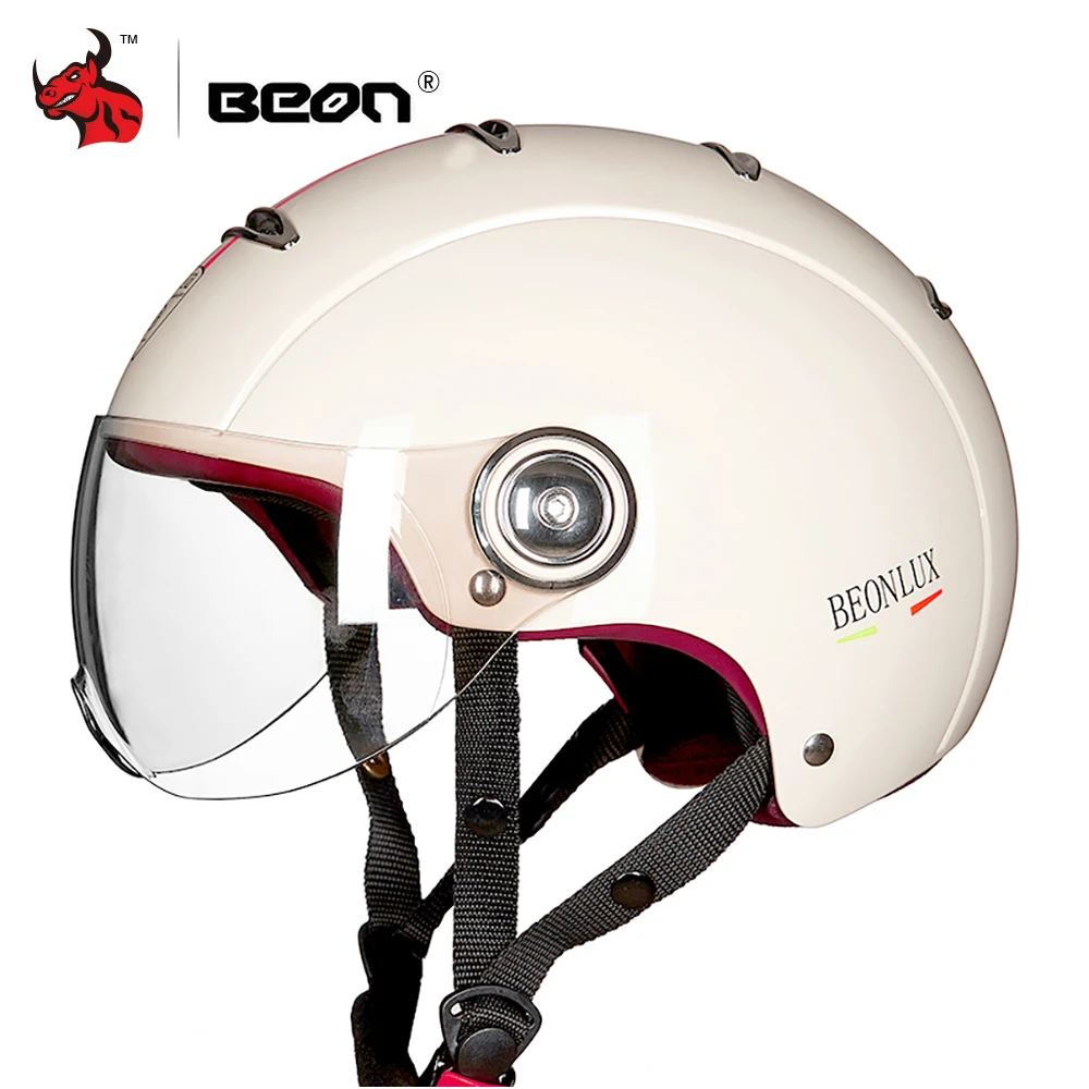 

BEON Retro Motorcycle Helmet Vintage Motorbike Helmet Open Half Face Helmet Capacete Scooter Biker Moto Casco Helmet Visor