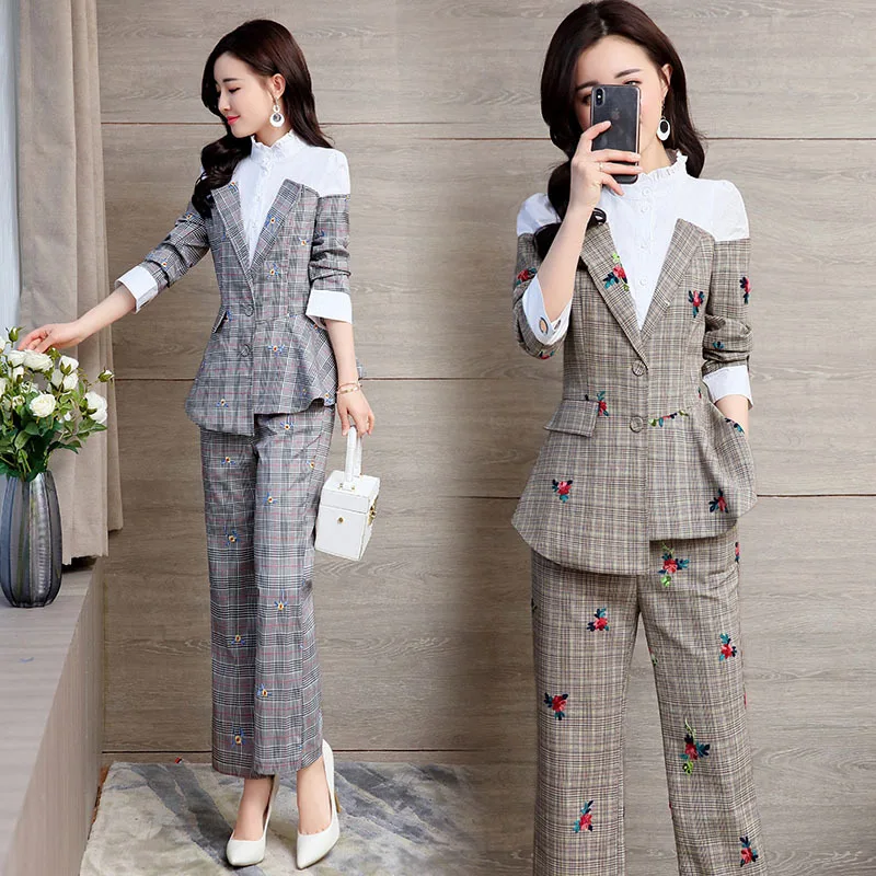 Femmes De 2 Costume Ensemble 1 La Réseau 2019 Pièces Ensembles Mince Tenue Taille Nouveau Coréenne Version Deux Tempérament Plus Tweed w16CUq