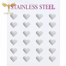 FGifter минималистский сердце серьги серебряные Цвет Нержавеющая сталь серьги стержня для Для женщин Для мужчин влюбленных ювелирные изделия