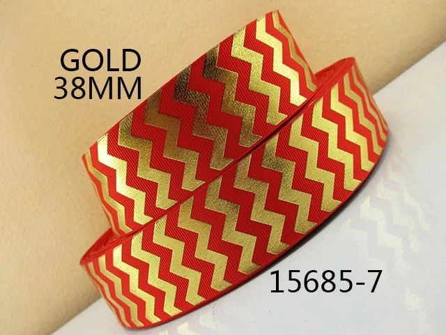 David accessories 1,5 ''38mm лента золотого цвета с принтом резинка из полиэстера 10 метров, материалы для ручных поделок, Свадебная подарочная упаковка, 10Y15685 - Цвет: red156857AE1D52