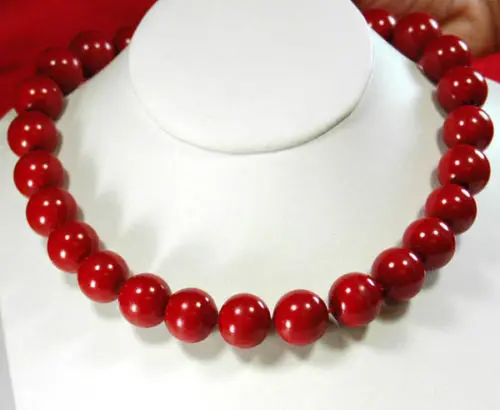 

13-14mm Red Coral Large Beads Knotted Filled Necklace 18"