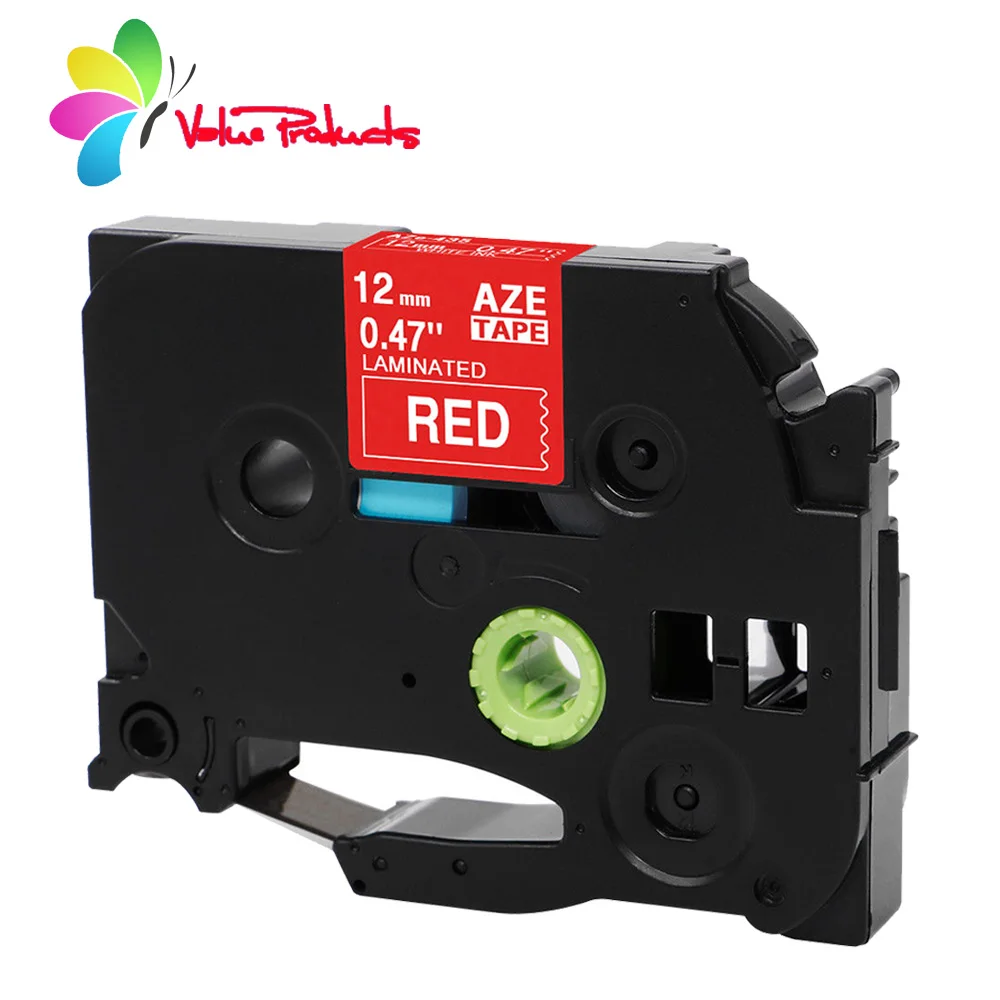 

For TZe-435 TZe 435 Label Tape 12mm White on Red for Brother p-touch PTH110 / PT-D200 / PTD600 / Pt-d400 Label Marker,1-Pack