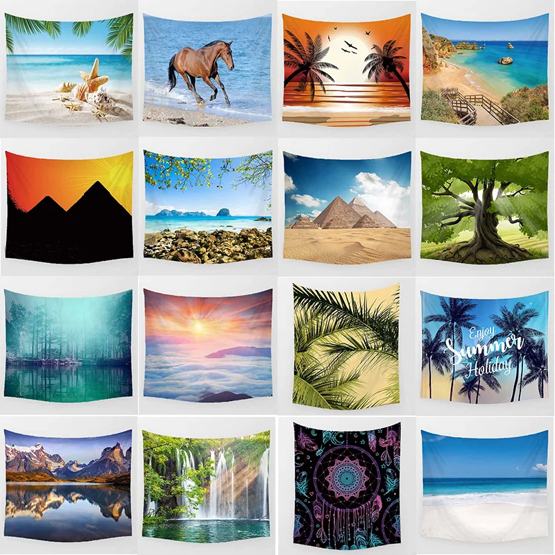 Hot sale large mandala tapestry high definition printing flowers sea