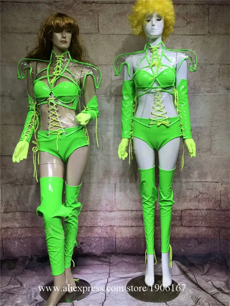 Modern holiday party opening female songs combined to play gogo fluorescent warrior bikini dance stage costumes1