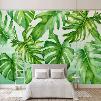 

Custom Mural Wallpaper Modern 3D Tropical Plants Green Leaves Wall Painting Living Room Bedroom Study Self-Adhesive 3D Stickers