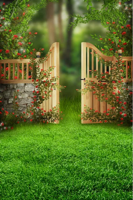 custom vinyl cloth flower garden door fairy land digital backdrops christmas