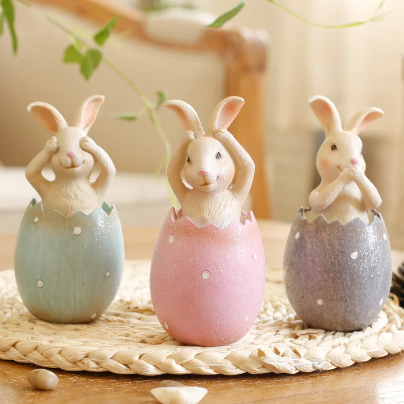 3 шт., статуэтки кроликов в яйцах, пасхальные, не смотрите, не слушайте, не скажите, украшение кроликами пасхальное украшение для дома, подарок для детей