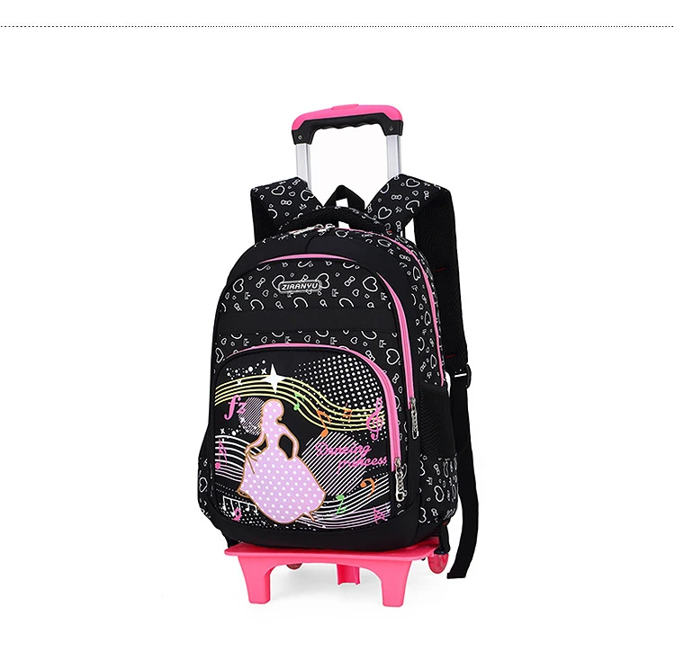 GRADE 2-6 Kids Trolley Schoolbag Luggage Book Bags boys girls Backpack Latest Removable Children School Bags 2/6 Wheels