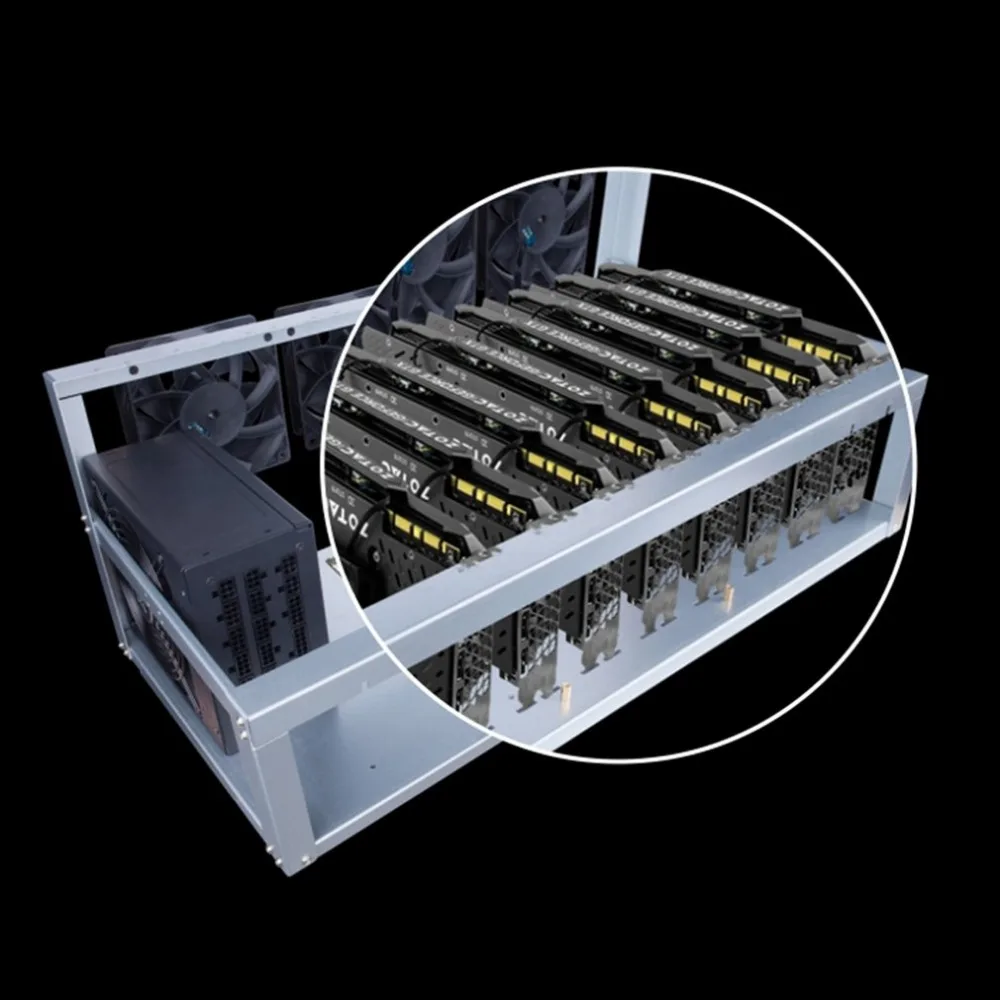 8 Graphics Card GPU Mining Machine Frame With 5 Cooling Fans USB PCI-E Cable Computer BTC LTC Coin Miner Server Case 8 Graphics Card GPU Mining Machine Frame With 5 Cooling Fans USB PCI-E Cable Computer BTC LTC Coin Miner Server Case