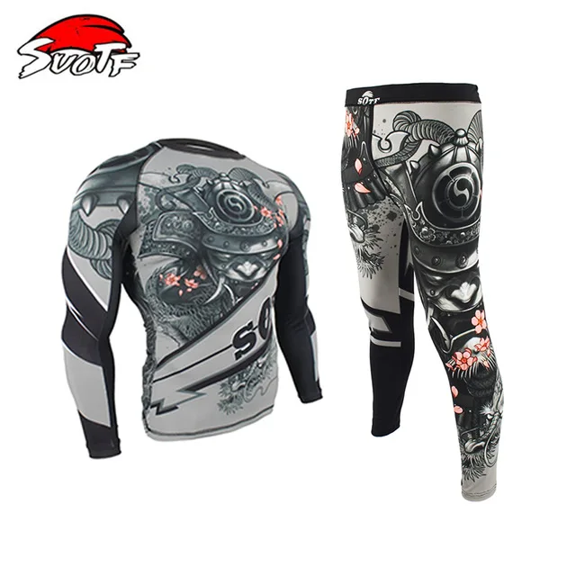 Муай Тай Fightwear боксерские сжатия трикотаж+ брюки Рашгард кикбоксинг Велоспорт ММА плотная длинные футболки брюки