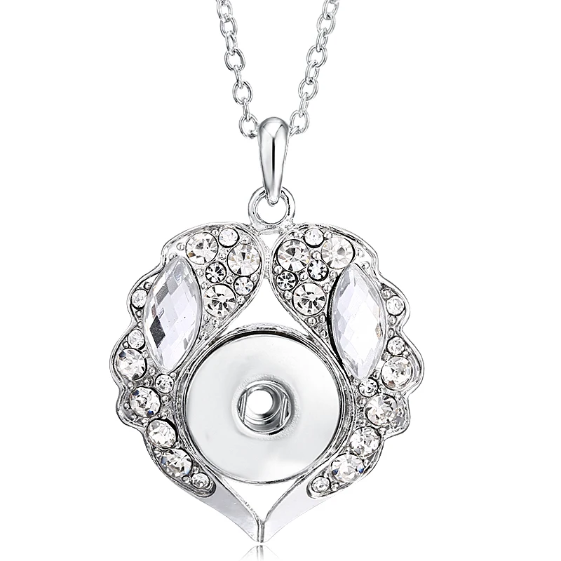 

Crystal Wings Pendant Necklace For Women Snap Necklace fit 18mm-20mm Snap Buttons