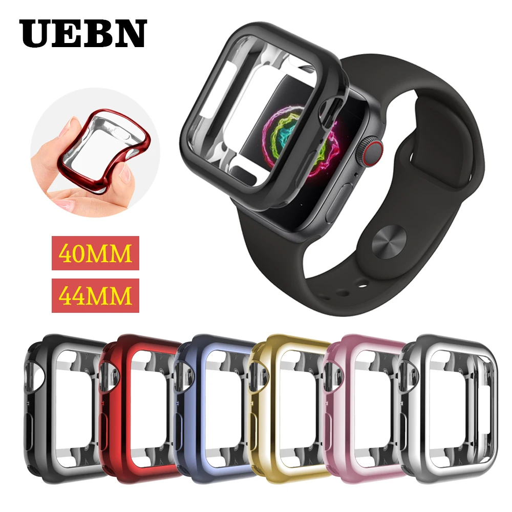 

UEBN Frame cover for Apple Watch case 40mm 44mm iwatch series 4 Colorful plating screen protective cases watch cover Accessorie