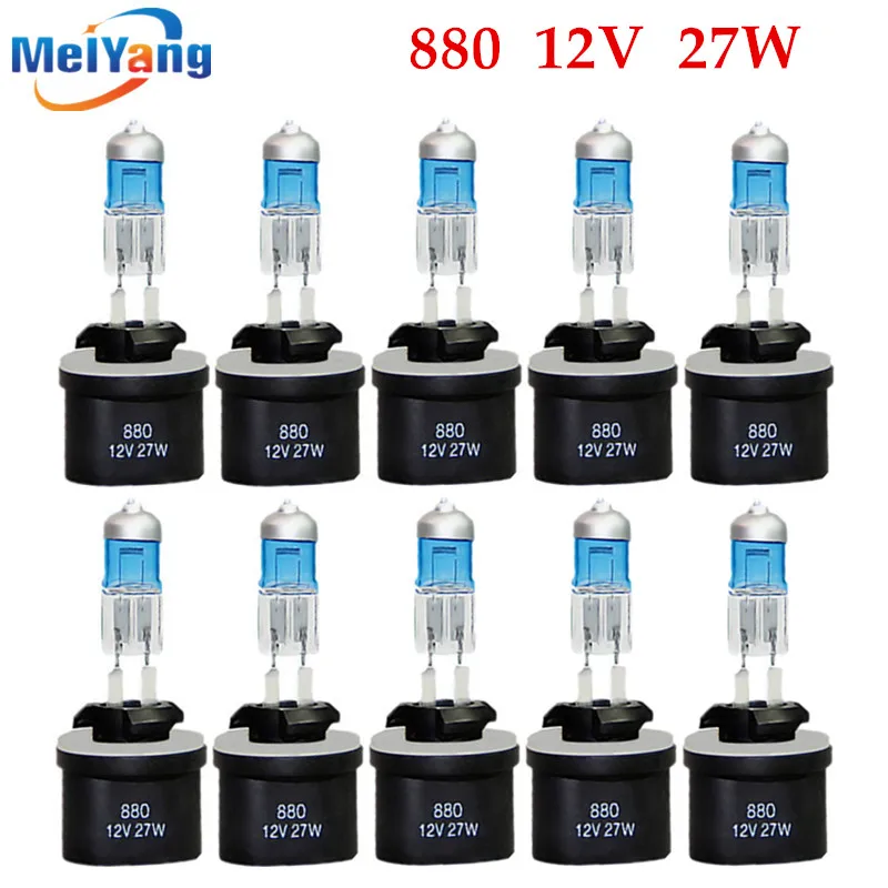 

10pcs 880 889 H27W 12V Halogen Bulbs 27W super white day PGJ13 Headlights fog lamps light running Car Light Source parking White