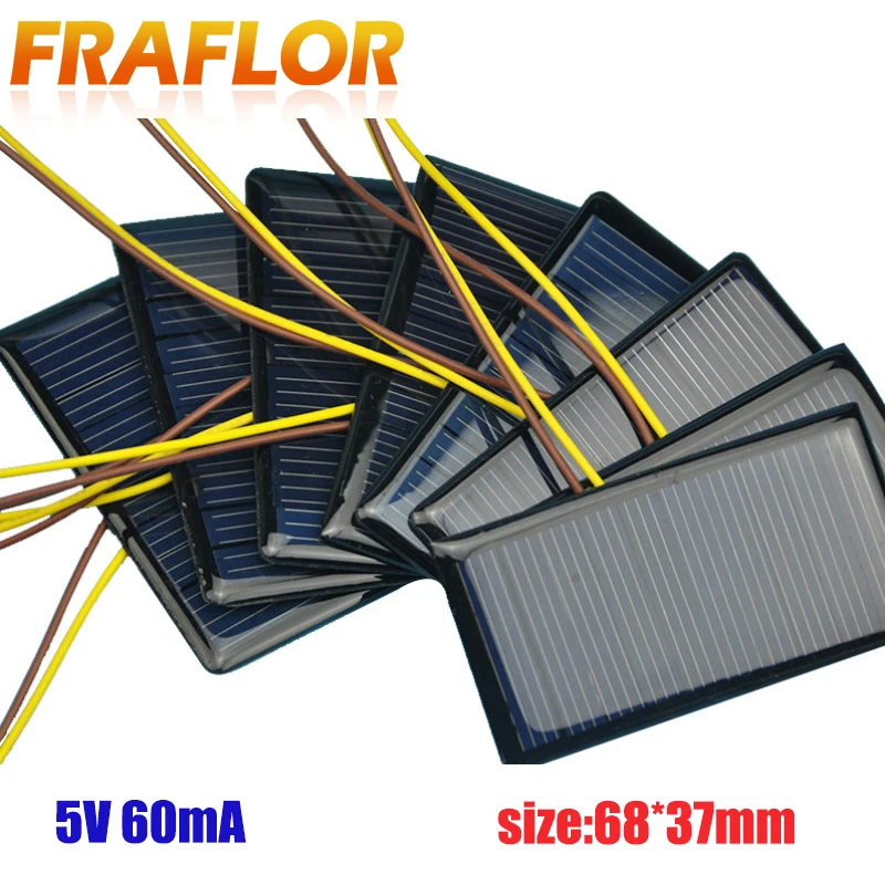 5Pcs 5V 60mA Poly Mini Solar Cell Panel Module DIY For Toys Charger 75*36mm