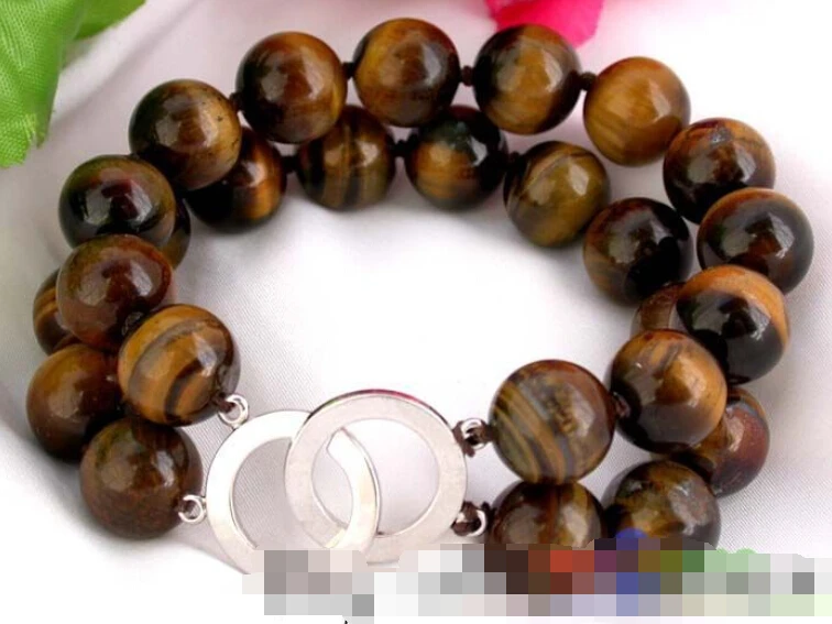 

0716 2strands 8" nature round tiger's-eye bangle bracelet